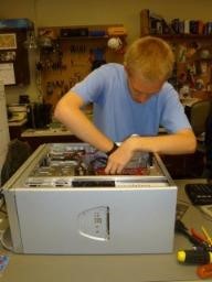 Student working on a computer